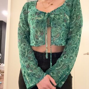 Stradivarius Paisley Green Top!